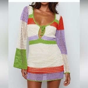 Colorful crochet coverup dress